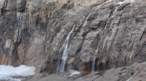 Waterfall from Angel Glacier on Mount Edith Cavell Stock Footage 31838392