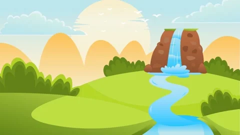 Waterfall Animated 2D Background 스톡 동영상 165140363