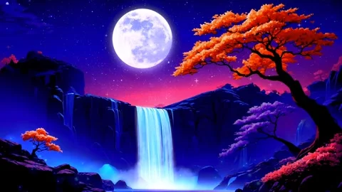 Waterfall atmosphere in the mountains Stock Footage 279896066