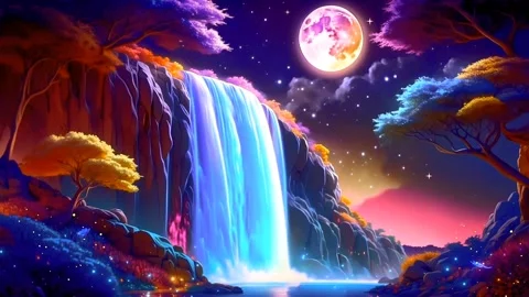Waterfall atmosphere in the mountains Stock Footage 279947379