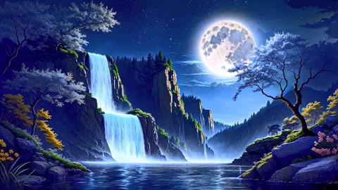 Waterfall atmosphere in the mountains Stock Footage 280329867