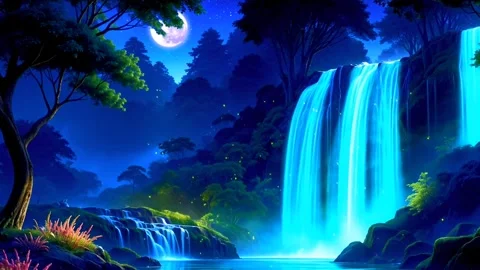 Waterfall atmosphere in the mountains Stock Footage 281034922