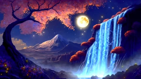 Waterfall atmosphere in the mountains Stock Footage 281587961