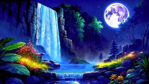 Waterfall atmosphere in the mountains Stock Footage 284713635