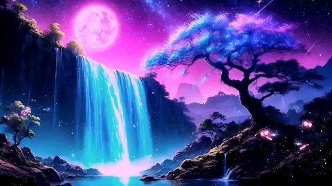 Waterfall atmosphere in spring Stock Footage 272510187