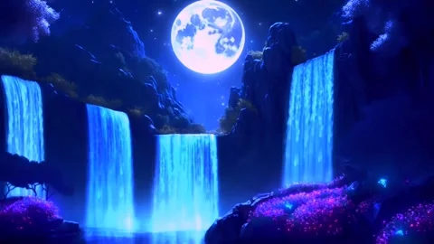 Waterfall atmosphere in spring Stock Footage 280555463