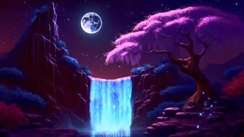 Waterfall atmosphere in spring Stock Footage 280555963