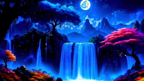 Waterfall atmosphere in spring Stock Footage 280556553