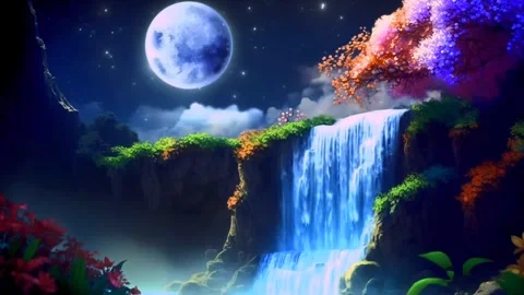 Waterfall atmosphere in spring Stock Footage 280558855