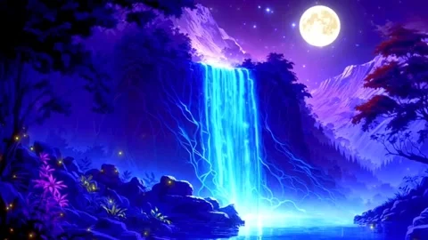 Waterfall atmosphere in spring Stock Footage 280558911