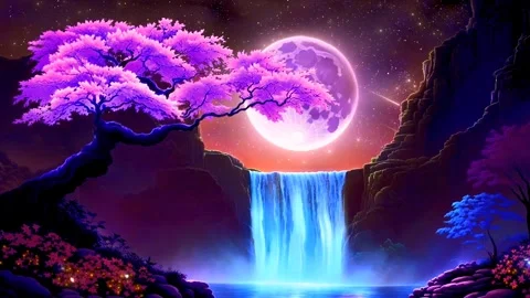 Waterfall atmosphere in spring Stock Footage 280559190