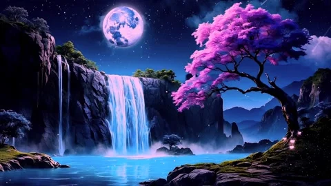 Waterfall atmosphere in spring Stock Footage 281474520