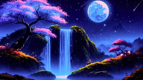 Waterfall atmosphere in spring Stock Footage 281474627