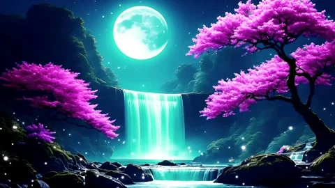 Waterfall atmosphere in spring Stock Footage 281474774