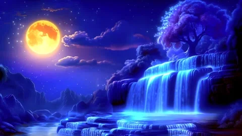 Waterfall atmosphere in spring Stock Footage 283150034