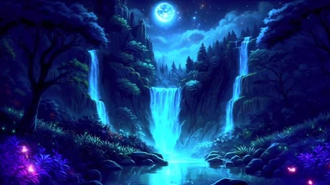 Waterfall atmosphere in spring Stock Footage 283150051