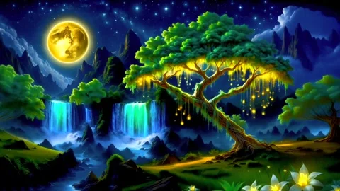 Waterfall atmosphere in spring Stock Footage 283150085