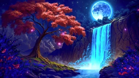 Waterfall atmosphere in spring Stock Footage 283150469