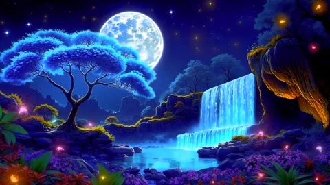 Waterfall atmosphere in spring Stock Footage 283150477