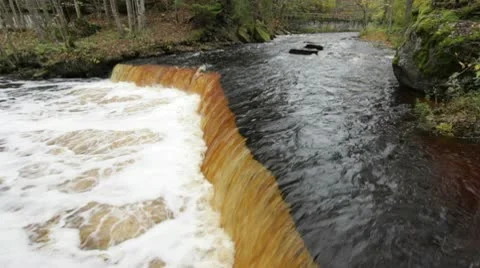 Waterfall at autumn Stock Footage 10587621