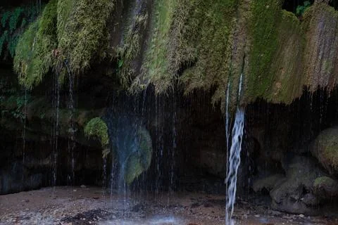 Waterfall in the autumn forest. Autumn forest waterfall. Autumn waterfall in Stock Photos