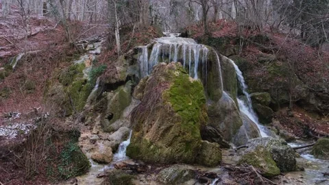 Waterfall autumn forest. Stock Footage 196866942