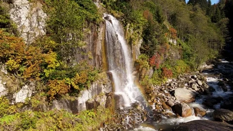 Waterfall In The Autumn Forest Stock Footage 331234437
