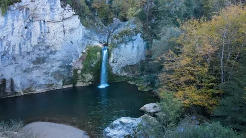 Waterfall In The Autumn Forest Stock Footage 331641596