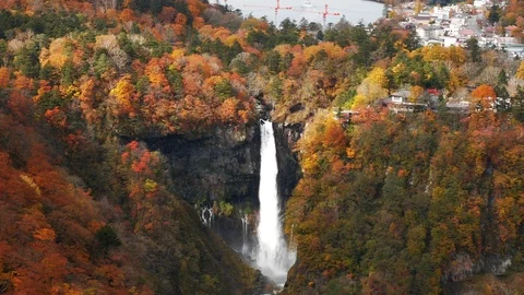 Waterfall in autumn forest on mountain Stock Footage 104709096