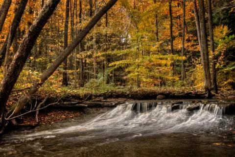 Waterfall in autumn Stock Photos