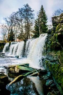 Waterfall in autumn Foto stock