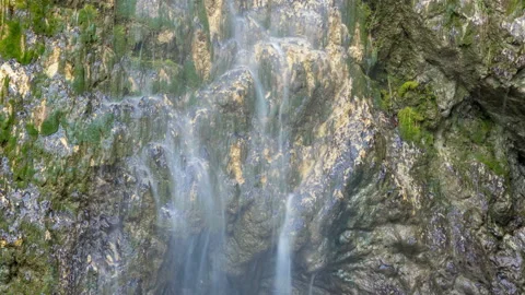 Waterfall background with green moss Stock Footage 142302490