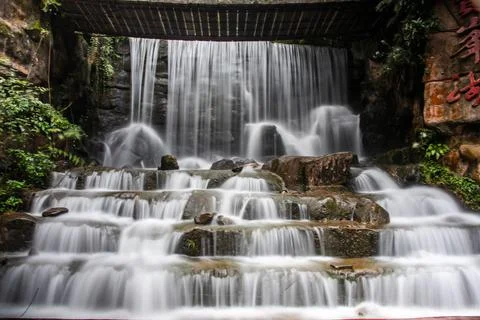Waterfall at Baofeng Lake Stock Photos