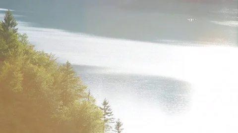 Waterfall in Barcis lake at sunset, light mood Stock Footage 78009569