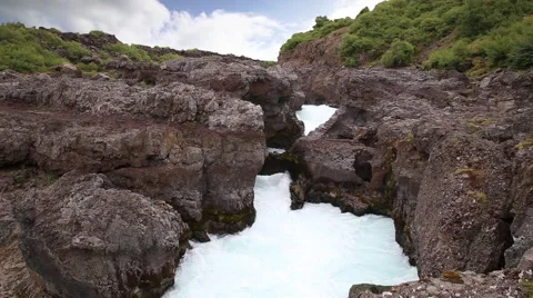 Waterfall Barnafoss 스톡 동영상 57476640