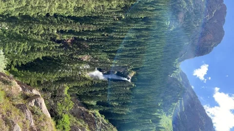 Waterfall of the Barskun gorge "Tears of the leopard".  Stock Footage 262835553