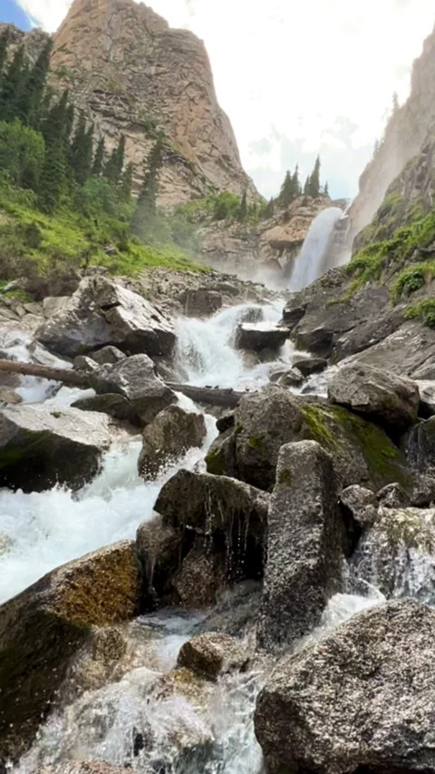 Waterfall of the Barskun gorge "Tears of the leopard". Stock Footage 272567281
