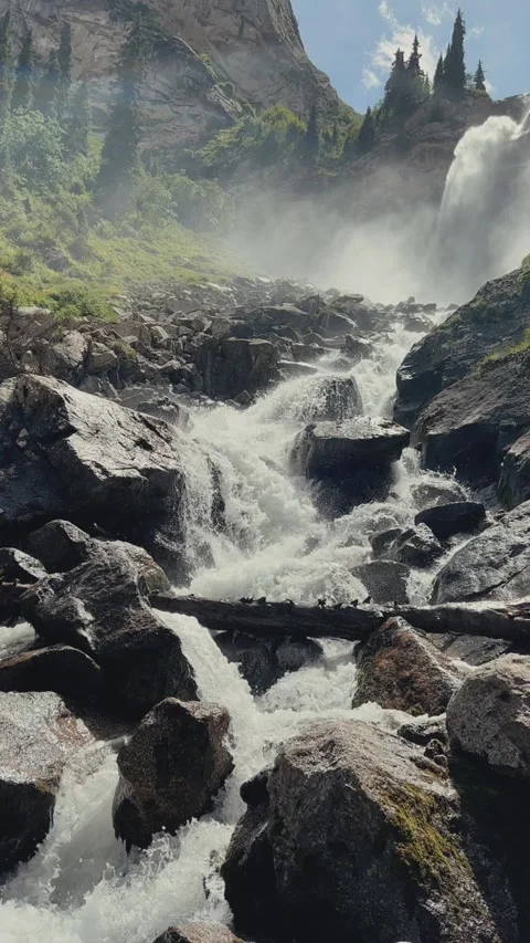 Waterfall of the Barskun gorge "Tears of the leopard". Stock Footage 272568827