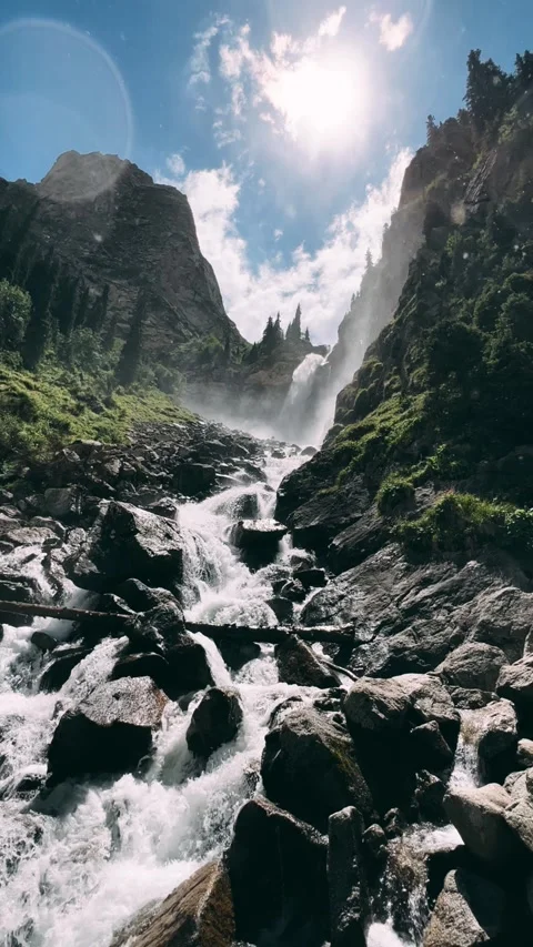 Waterfall of the Barskun gorge "Tears of the leopard". Stock Footage 272569218