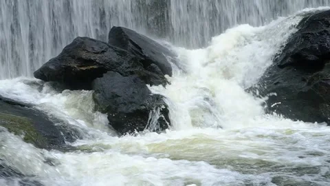 Waterfall Base - Powerful turbulence - Slow Motion Stock Footage 243785305