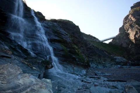 Waterfall by beach Stock Photos