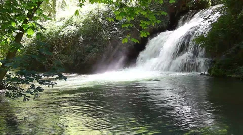 Waterfall. Beautiful cascade straight out of a fairy tale Stock Footage 34454879