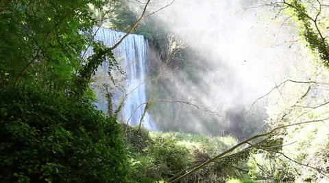 Waterfall. Beautiful cascade straight out of a fairy tale Stock Footage 34455220