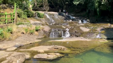 Waterfall on a beautiful, Close-up beautiful view, 60fps video, Root bridge.. Stock Footage 268864069