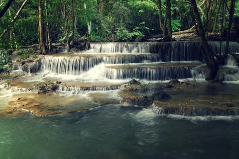 Waterfall beautiful forest Stock Photos