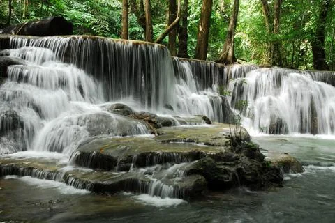 Waterfall beautiful forest Stock Photos