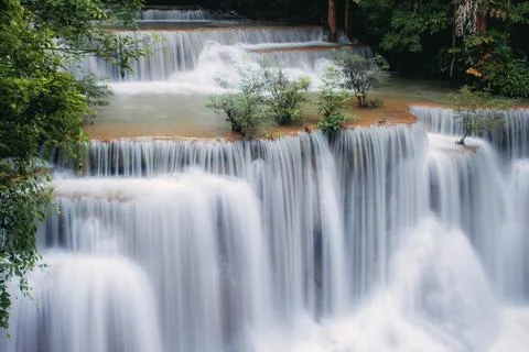 Waterfall with the beautiful. Stock Photos