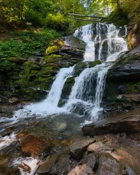 Waterfall in the beech forest Foto stock