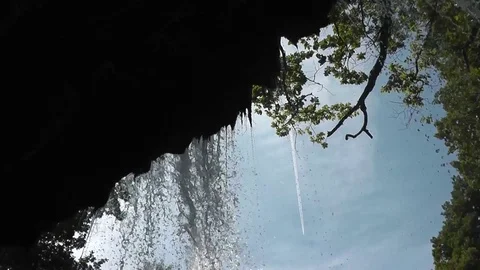Waterfall from behind Video stock 92576227