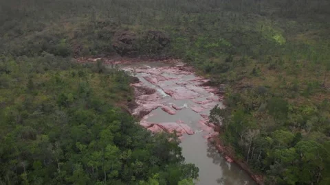 Waterfall in Belize Jungle Drone shot video, (Aerial) Stock Footage 230802392